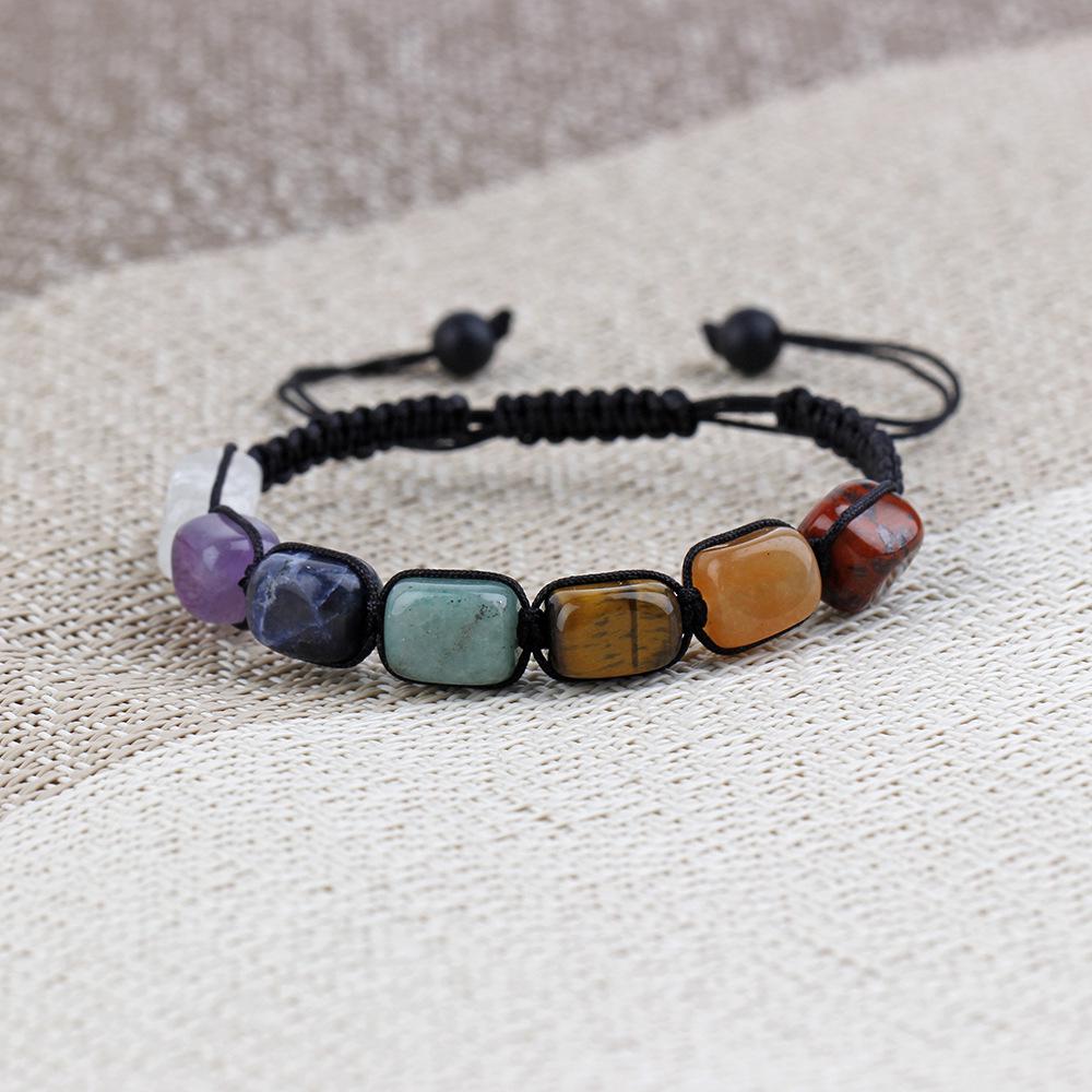 Adjustable Irregular Square Stone  Bead Meridian Bracelet Electroplated