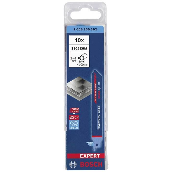 Bosch Accessories 2608900362 EXPERT « Thin Tough Metal » S 922 EHM lame de scie sabre, 10 pièces Longueur lame de scie