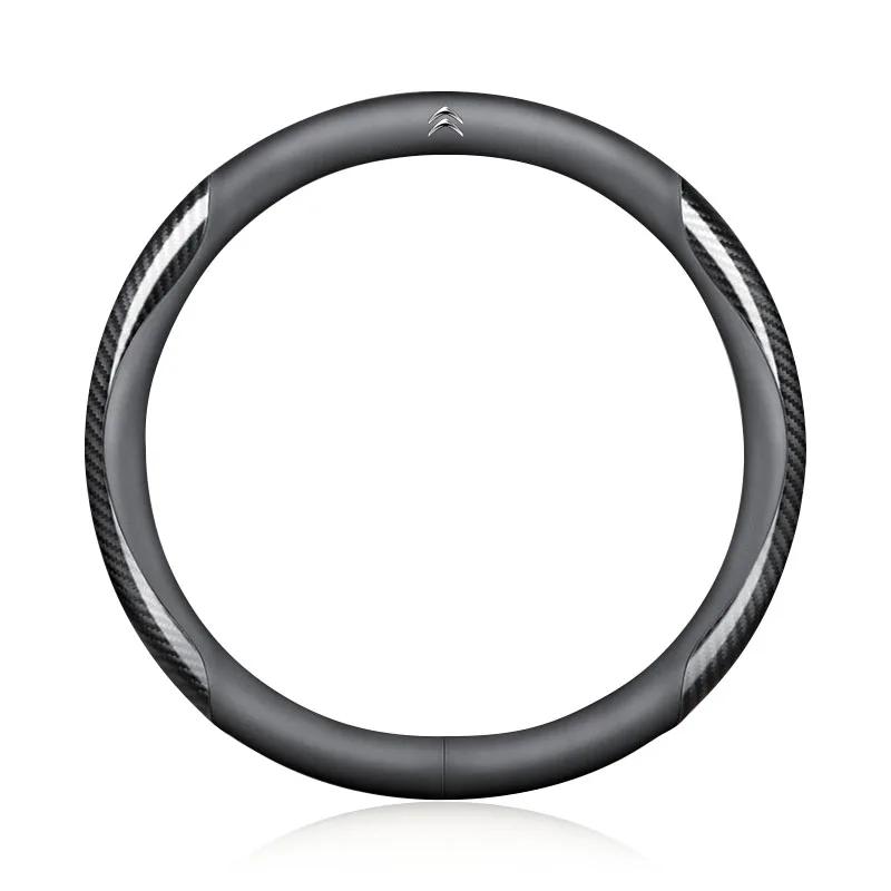 

Leather Carbon Fiber Car Steering Wheel Cover Car Accessories For Citroen C1 C2 C3 C4 C5 C6 C8 C4L DS3 DS4 LS DS6 Grand Picasso чёрный