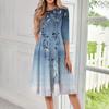Women's Casual Fashion Round Neck Three Quarter Sleeve Print Midi Dress