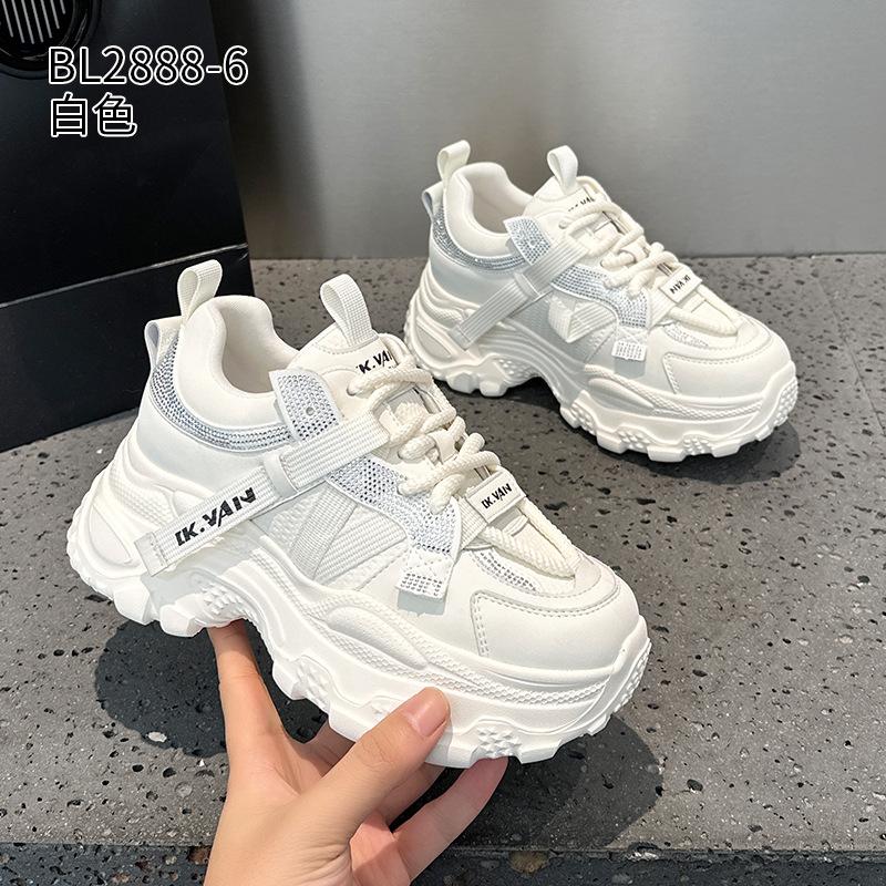 Leather platform dad shoes spring new small casual sports shoes