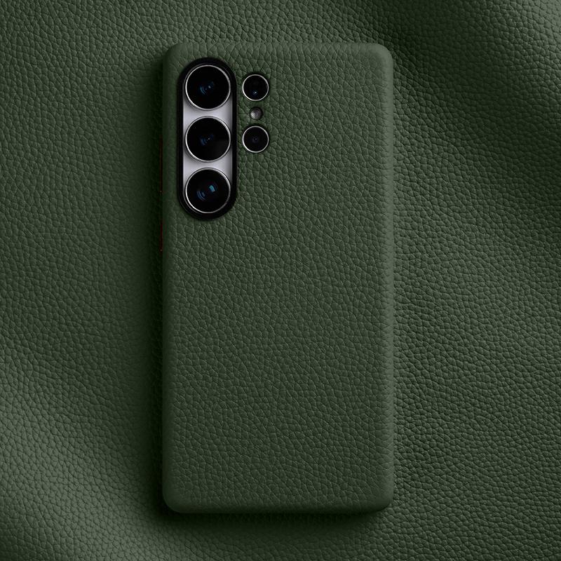 Melkco Magnetic Charging Phone Case for Samsung Galaxy S25 Ultra S25 Plus 5G Lens Protective Genuine Leather Cowhide Hard Cover Galaxy S25+ зелёный