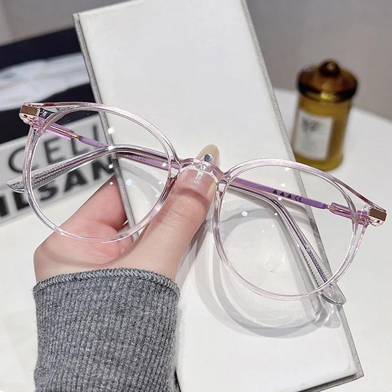 Transparent Computer Glasses Frame Women Men Anti Blue Light  EyeGlasses Retro Round Blackout Spectacles Optical Lenses Eyewear