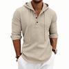 Men's Daily Loose Casual Retro Hooded Henley Long Sleeve T-shirt