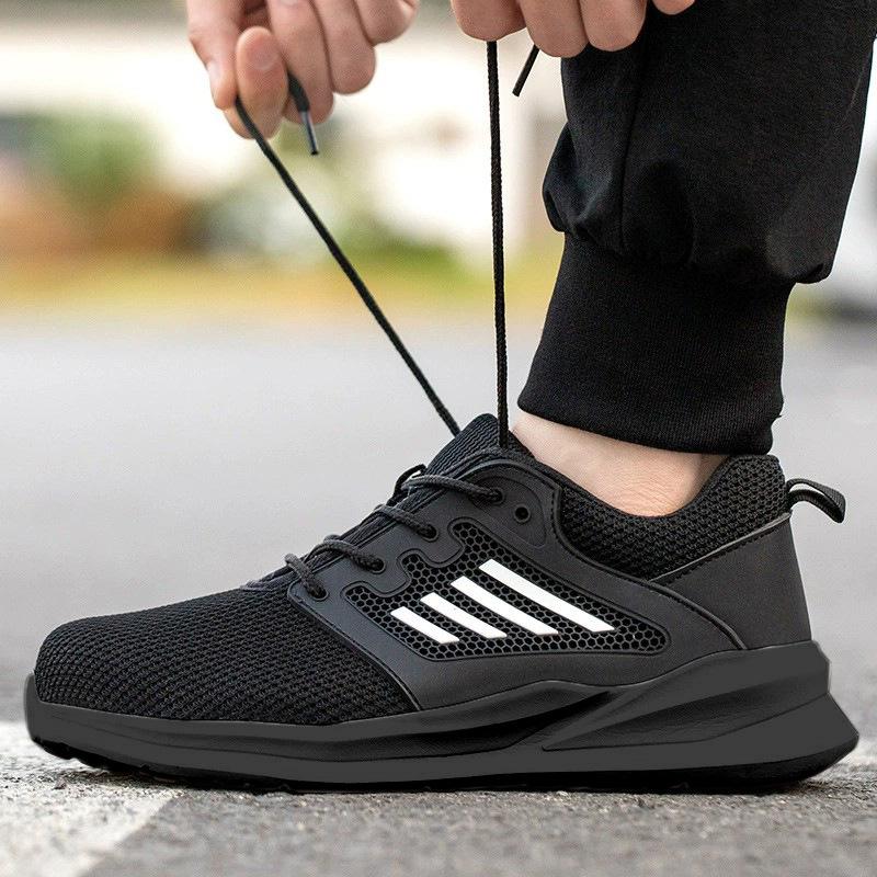 

Модная рабочая обувь безопасности Легкие дышащие сетчатые рабочие кроссовки Стальной подносок Рабочая обувь Черные защитные рабочие кроссовки для мужчин женщин 36 чёрный