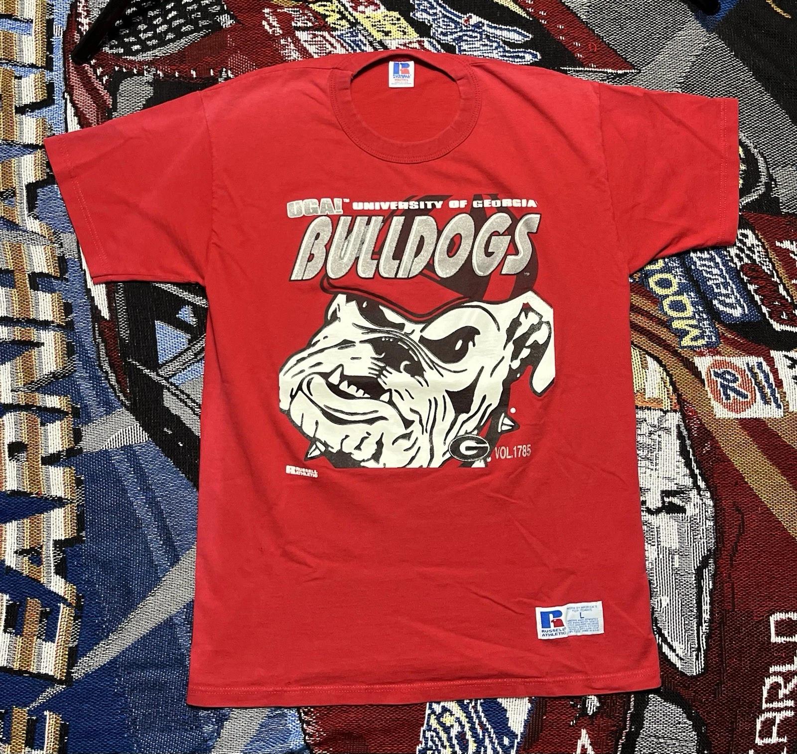Vintage Georgia Bulldogs Shirt Russell Athletic Red Youth Large 90s USA 19x26 3XL