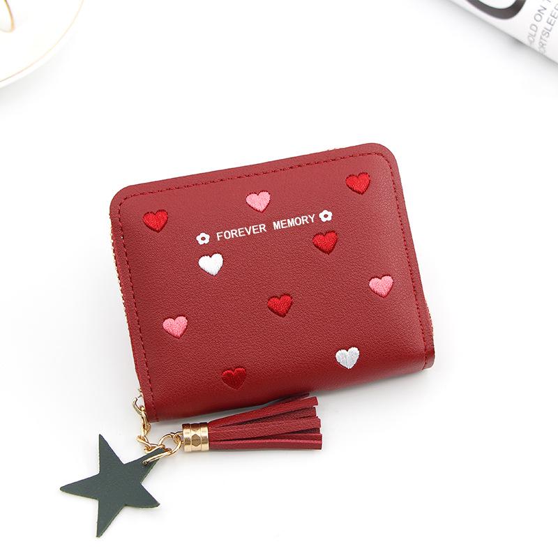 Ladies' Fashion Tassel Zipper Short Wallet & Card Holder with Multi-Card Slots and Coin Purse
