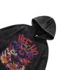 Dunkler Cartoon Direktdruck Hoodie Retro 430G Reine Baumwolle Lockerer Vintage Pullover Herren