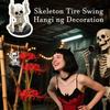 Skeleton Garden Statues Small Landscape Decoration Sculpture Hangable Garden Skeleton Tire Swing Sculpture For Halloween Indoor