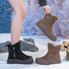 Women's Chunky Platform Snow Boots With Side Zipper Winter Warm Suede Ankle Booties With Faux Fur Lining Comfort Non-Slip Walking Boot Shoes for Women