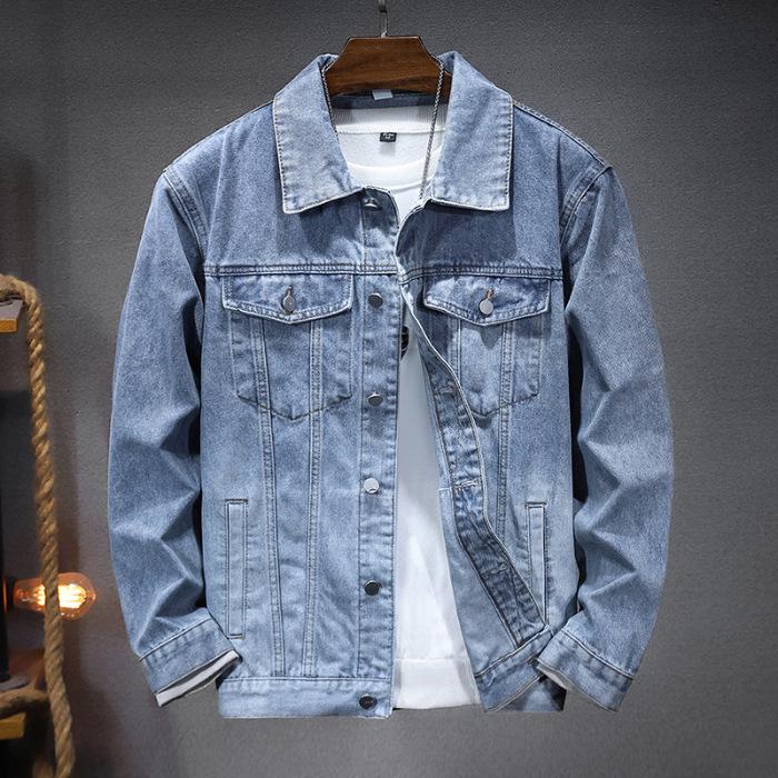 

2024 Autumn Men s Minimalist Dip-Dyed Gradient Denim Jacket - Slim Fit with Lapel 2XL світло-синій колір