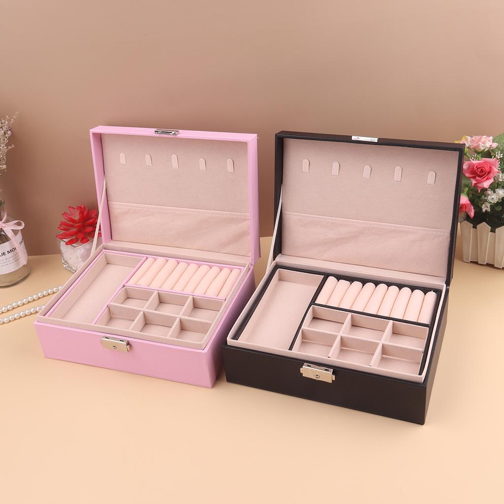 Portable Princess Cosmetics Box Small Simple Earrings Bracelet Ring Double-layer Jewelry Box Necklace Storage Box