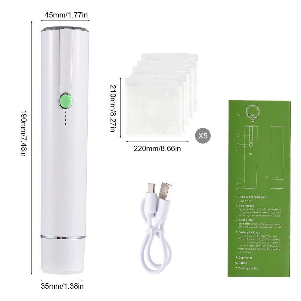 Handheld Vacuum Sealer Machine Portable USB Type-C Charging Cordless 2-in-1 Automatic Food Vacuum