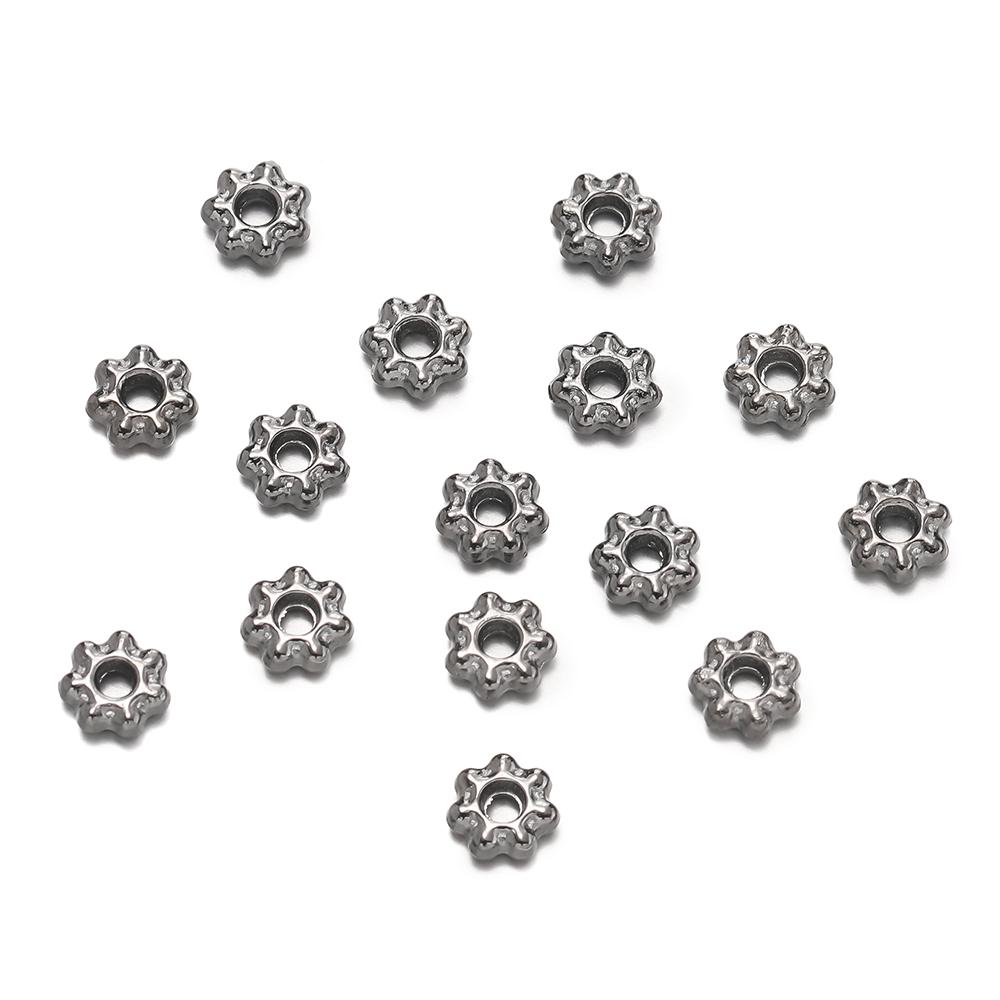 200 Stück 4/6mm Legierung Schneeflocken Perlen Blumen Abstandshalter Lose Perlen für DIY Armband Halskette Schmuckherstellung Zubehör Zubehör