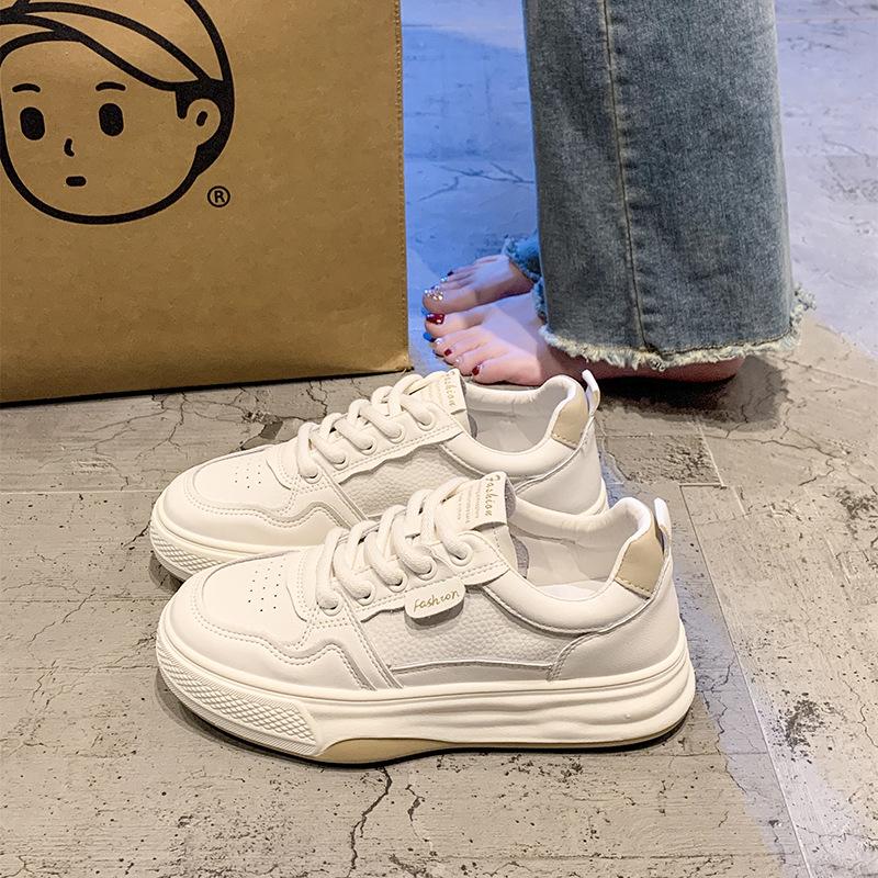 Platform-soled little white shoes women's new autumn lace-up breathable versatile women's shoes student leisure sports board shoes