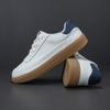 Cowhide Genuine Leather White Casual Skate Shoes - Wear-Resistant, Lightweight, Sporty Luxury with Tendon Sole