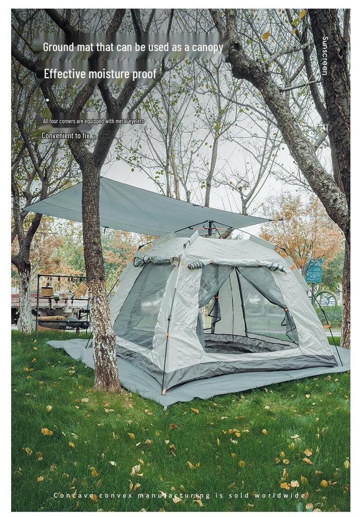 Waterproof Camping Tent Ground Mat with Sunshade & Four-Corner Webbing