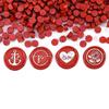 1 Bottle of 200pcs Metallic Red Sealing Wax Beads, Octagon Wax Seal Beads Candles and Melting Spoon for Wax Seal Stamp