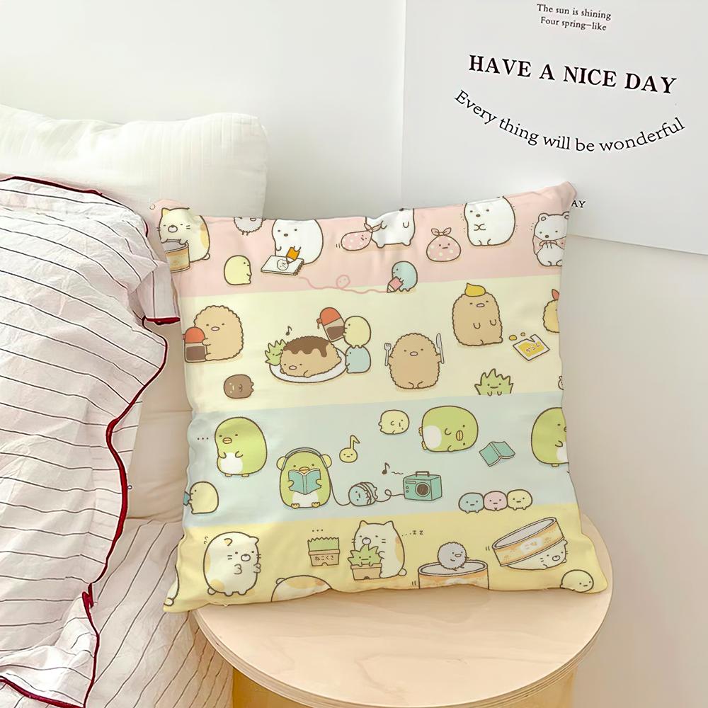 Cartoon S-Sumikko Cute G-Gurashis Pillow Case Sofa Living Room Bedroom Headboard Backrest Cushion Square Cushion Nap Time