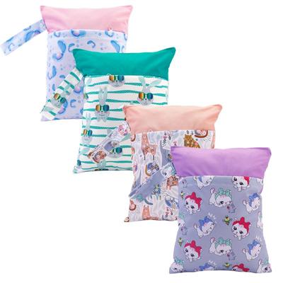 36*28CM Wet Bag Waterproof Printed Diaper Bag Double Pocket Cloth Handle Cartoon Diaper Bag Mummy Bag