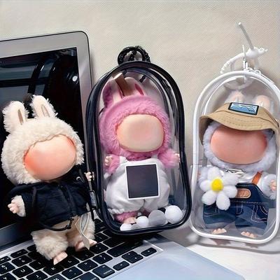 1pc Doll Display Cabinet Storage Bag Large Portable PVC Organizer Christmas New Year Gifts Decorative Storage Box for Plush Toys