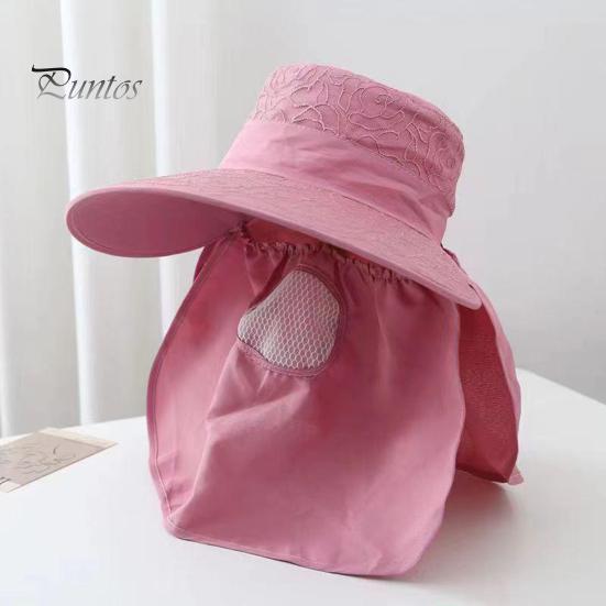 Wide Brim Sun Hat High-Density Sunscreen Fabric UPF50+ Protection Neck And Chin Cover Fisherman Shawl Face Guard Design Outdoor Summer