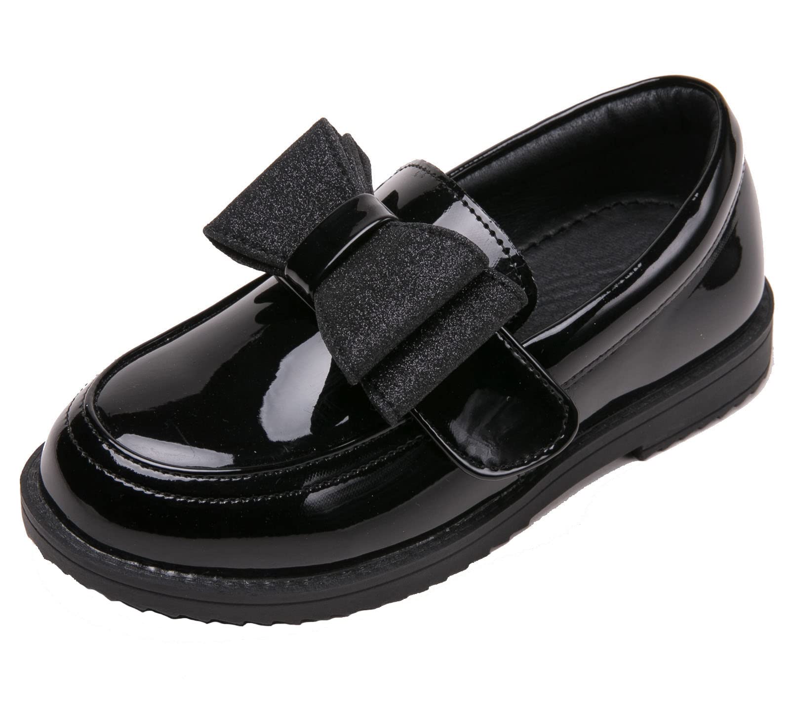 

DADAWEN Лоферы для формального мероприятия с лентой для студентов для поездок на работу на выход, для детей, для девочек, туфли, украшение, эмаль, туфли, школа, церемонии, выпускные, чёрный