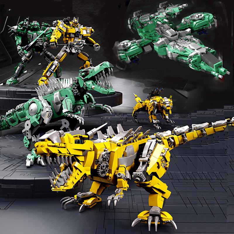 1130 ks 3 v 1 Deformační Dinosauří Stavebnice Robot T-Rex Hřbetní Drak Velká Dětská Hračka Narozeninové Dárky bez krabice