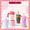 Color Blocking 14Oz Straw Car Cup, Children'S Student Insulated Cup, Stainless Steel Water Cup Handle, The Best Gift For Car Cup