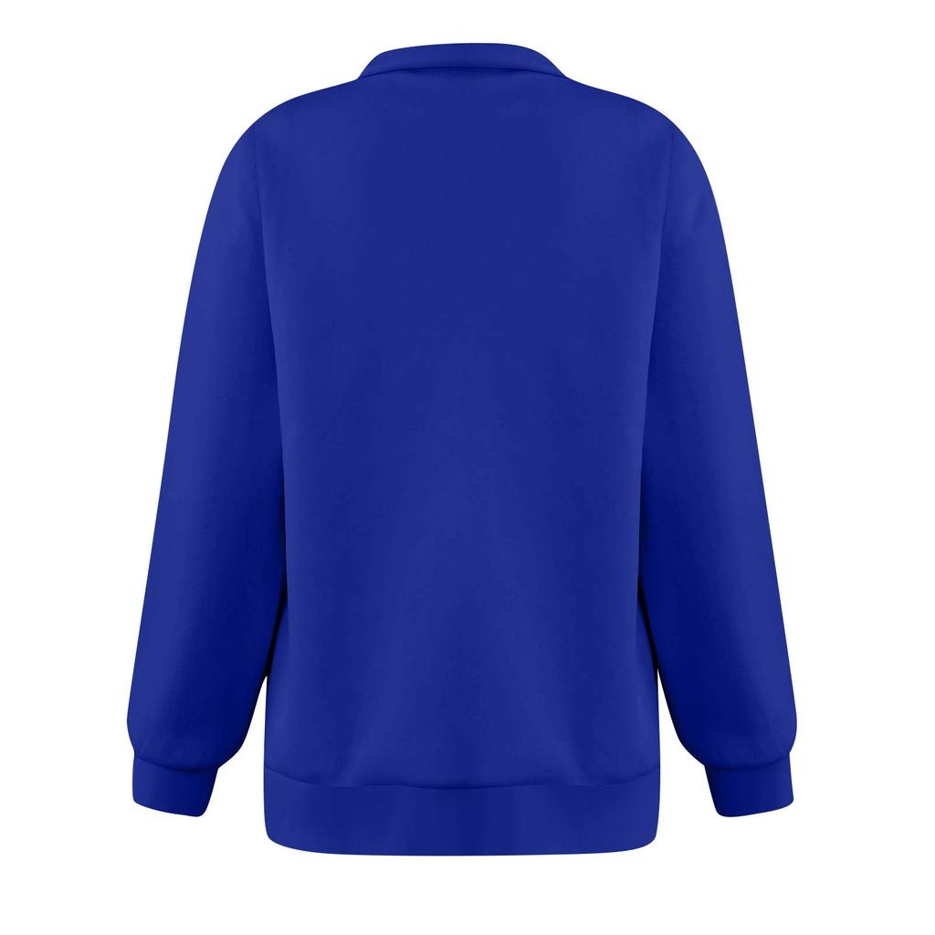 Women's Casual Fashion Long Sleeve Solid Color Zip Sweatshirt Top