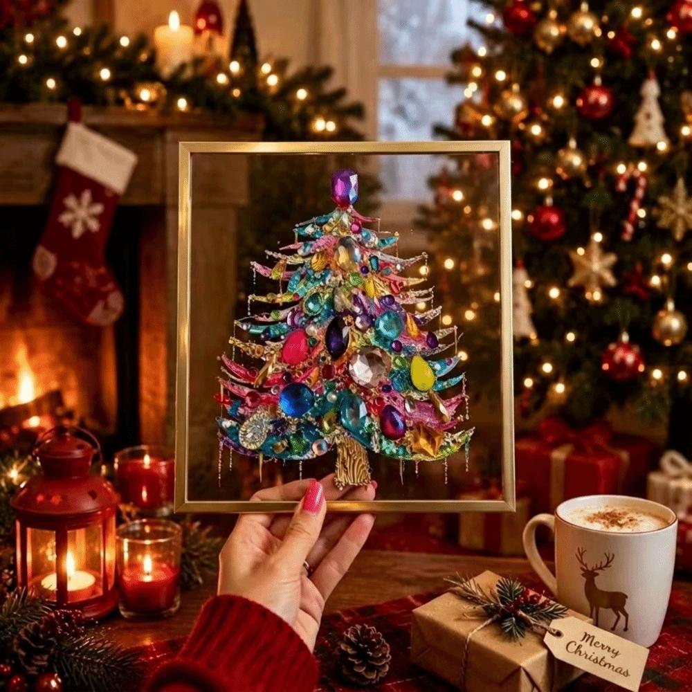 1 Set Gem Art Weihnachtsbaum Kunst-Kit DIY Feiertagsbastelset Baumdekoration Set Weihnachtsbasteln