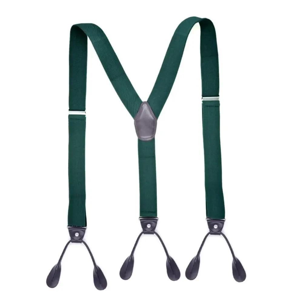 Men Women Vintage Trimmed Button End Y Shape Trouser Straps Belt Braces Suspenders Elastic Braces Adjustable Strap Clip Party