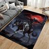 "Dark Fantasy Wolf Skeleton Rider Carpet with Red Moon Design" Suitable for Use As an Anti-slip for Living Room Bedroom Sofas