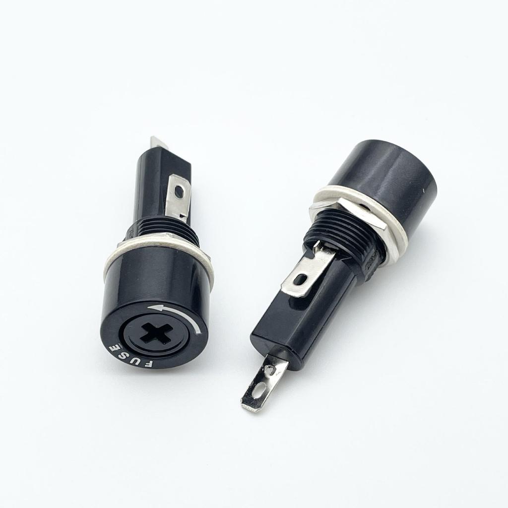 Portafusibile a Croce in Bachelite Resistente alle Alte Temperature R3-22 con Fusibile 6×30 e Foro di Montaggio da 15 mm, Certificato di Alta Qualità.