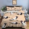 Red-Crowned Cranes With Floating Clouds Pattern Duvet Cover Set Digital Print Colorful Polyester Bedding With Zipper Closur