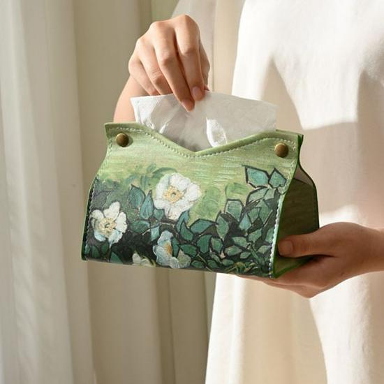 Van Gogh Oil Painting Style Luxury Tissue Box, Large Capacity for Creative Home Storage