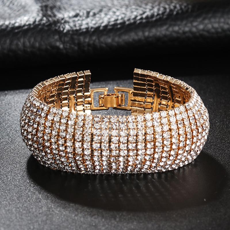 Fashion Women Rhinestone 11 Row Bracelet Fashion Adjustable Bangles Jewelry Nice Bracelet Gift Party Jewelry
