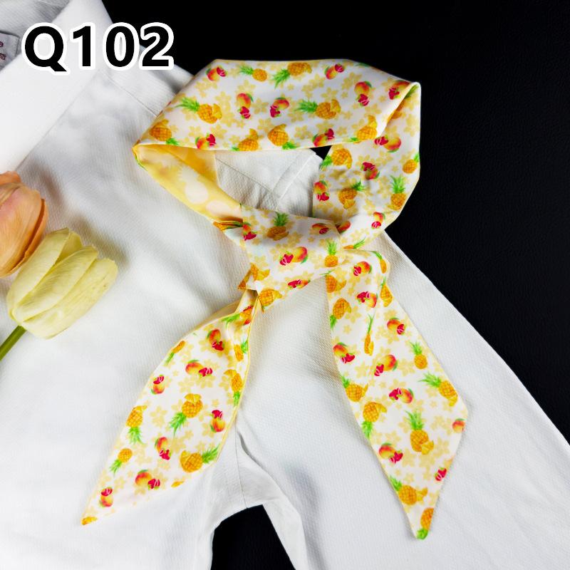 New Long Versatile Silk Scarf Tied Hair Band Bow Letter Floral Streamer Tied Bag Gift Small Silk Scarf