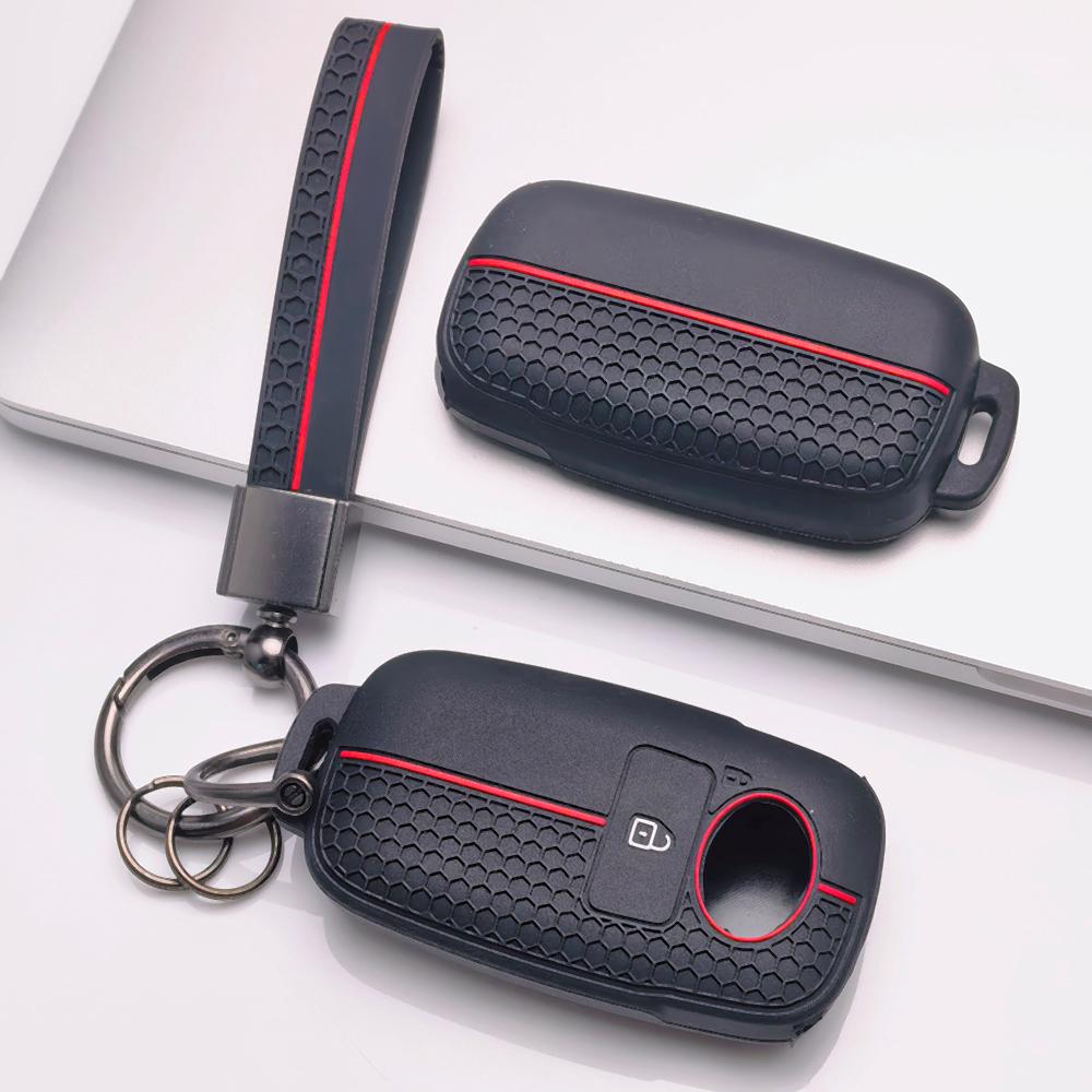 Honeycomb Car Key Cover for Toyota Raize Veloz Avanza Wigo Rush Calya Sigra Agya with Keychain Honeycomb Texture Racing Stripe Remote Key Protector