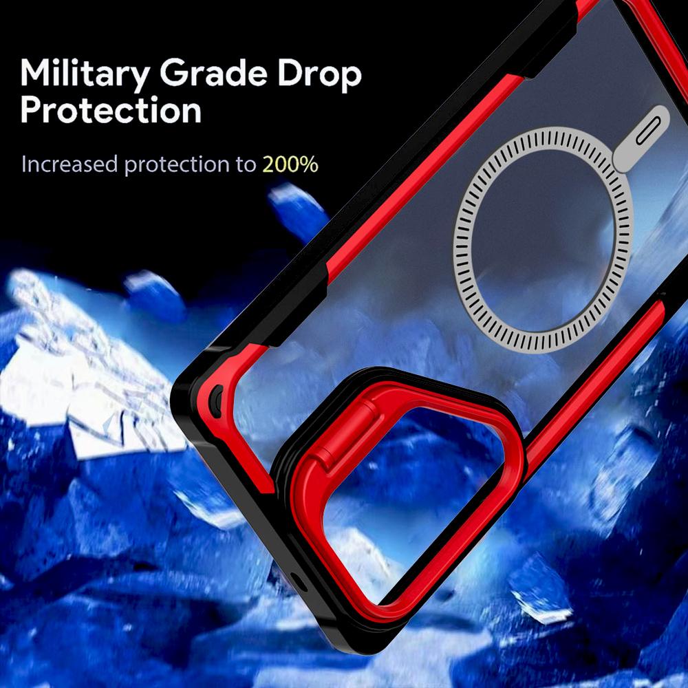 Luxury Transparent Shockproof Armor Case For Samsung Galaxy S25 S24 Ultra Plus Edge S25Ultra Magsafe Wireless Charge Stand Cover