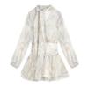 French floral v-neck long-sleeved chiffon dress women's autumn gentle wind design sense chic waist a-word short skirt