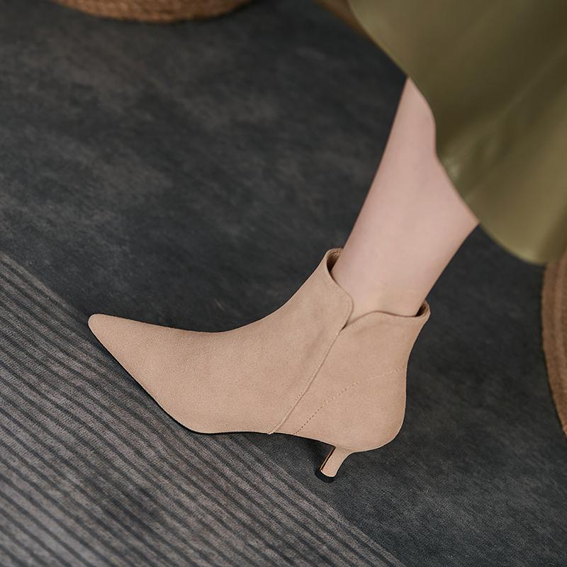 Fashion 2024 New Autumn Winter Women Boot Genuine Leather Ankle Boots Fashion Women Shoes Pointed Toe Stiletto High Heels Modern Boots