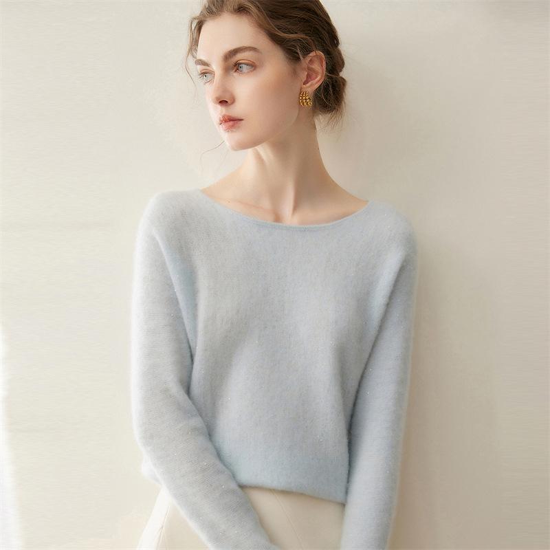 Lekasha Women's 100% Pure Cashmere Loose Long Sleeve Pullover Sweater - Solid Color for Autumn & Winter