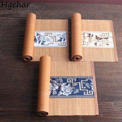 Bambu Masa Örtüsü Isı Yalıtımı Masa Örtüsü Vintage Çin Tarzı Dekoratif Camino De Mesa Ev Antifouling Toz Örtüsü