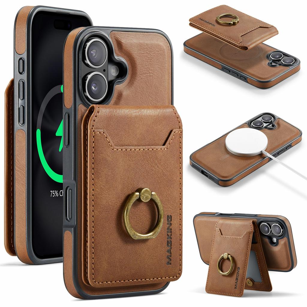 MAGKING K1 Series For iPhone 17 Magnetic Case PC+TPU+PU Phone Cover with Card Holder