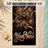 Leopard Theme Soft Beach Towel Personalized Custom Name Text Towel Portable for Beach Pool Travel