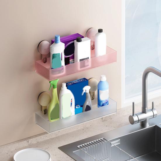 Bathroom Storage Rack Shower Caddy Organizer Load-bearing Easy To Install Suction Cup Strong Wall Floating