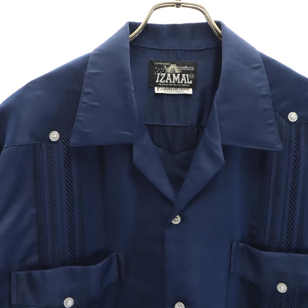 IZAMAL 80s Vintage Short Sleeve Cuban Shirt 44 Navy Men's Used