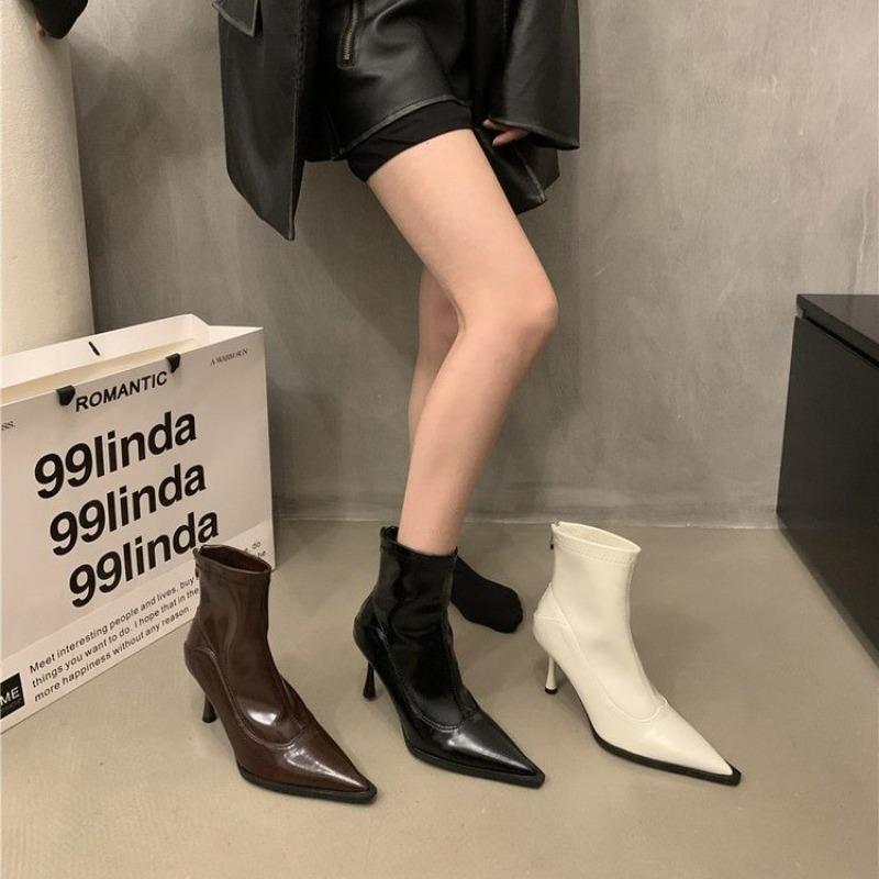 Fashion Autumn Winter Women Slim Ankle Boots Fashion Elegant Pointed Toe Shoes Thin High Heels Women's Morder Short Boots Zapatos Mujer