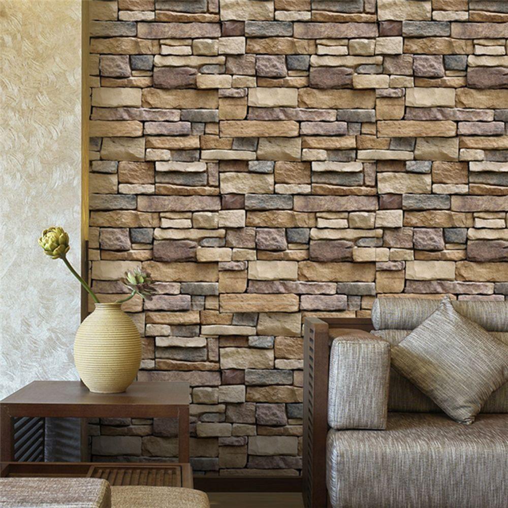 PVC 3D Brick Stone Wallpaper Vintage Style Wall Decor Fashion Peel and Stick Wall Sticker  Home